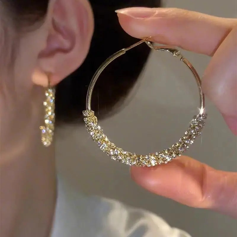 Zircon Stone Hoop Earrings
