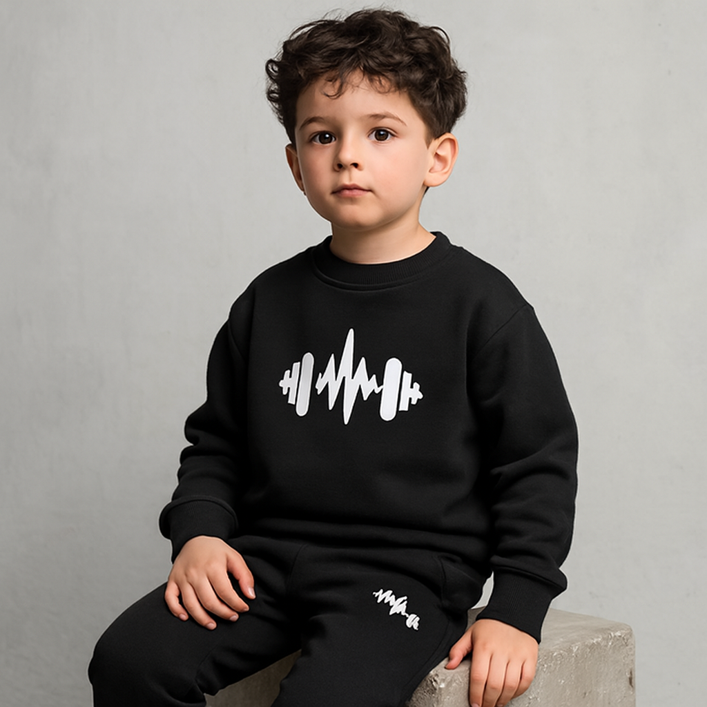 Black Batman Printed Fleece Winter Kids Tracksuit for boys and girls