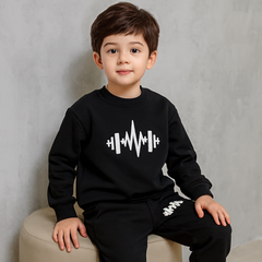 Black Batman Printed Fleece Winter Kids Tracksuit for boys and girls