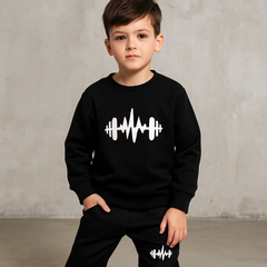 Black Batman Printed Fleece Winter Kids Tracksuit for boys and girls