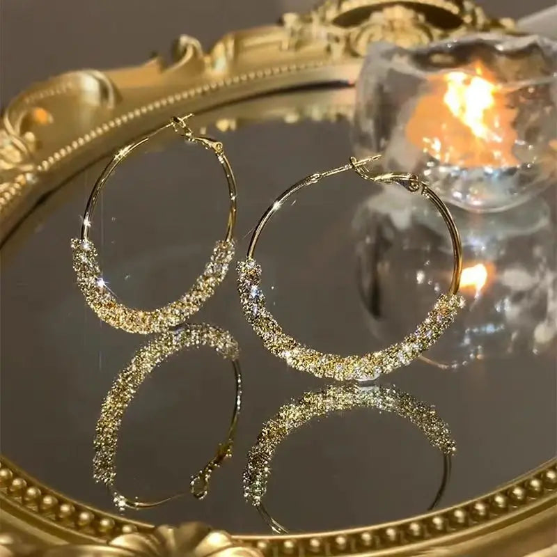 Zircon Stone Hoop Earrings